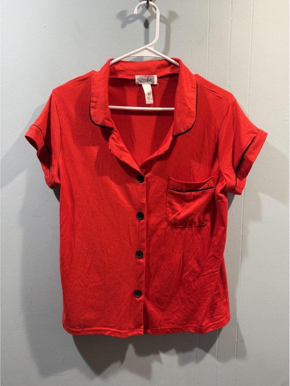 Womens Just Be Pajama Shirt Size Medium Red